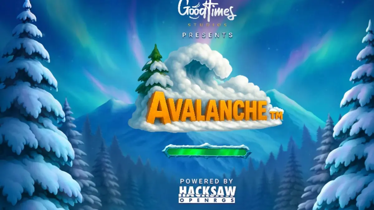 Tampilan visual slot Avalanche dengan tema pegunungan salju dan yeti yang jenaka.